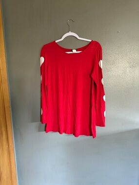 HEIMISH USA Red Long Sleeve Tee with White Sleeve Dots